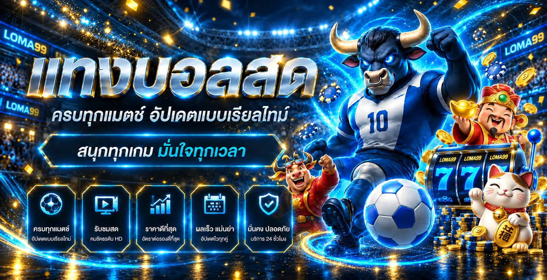 LOMA99 ผลบอลสดพร้อมตัวละคร Lucky Neko