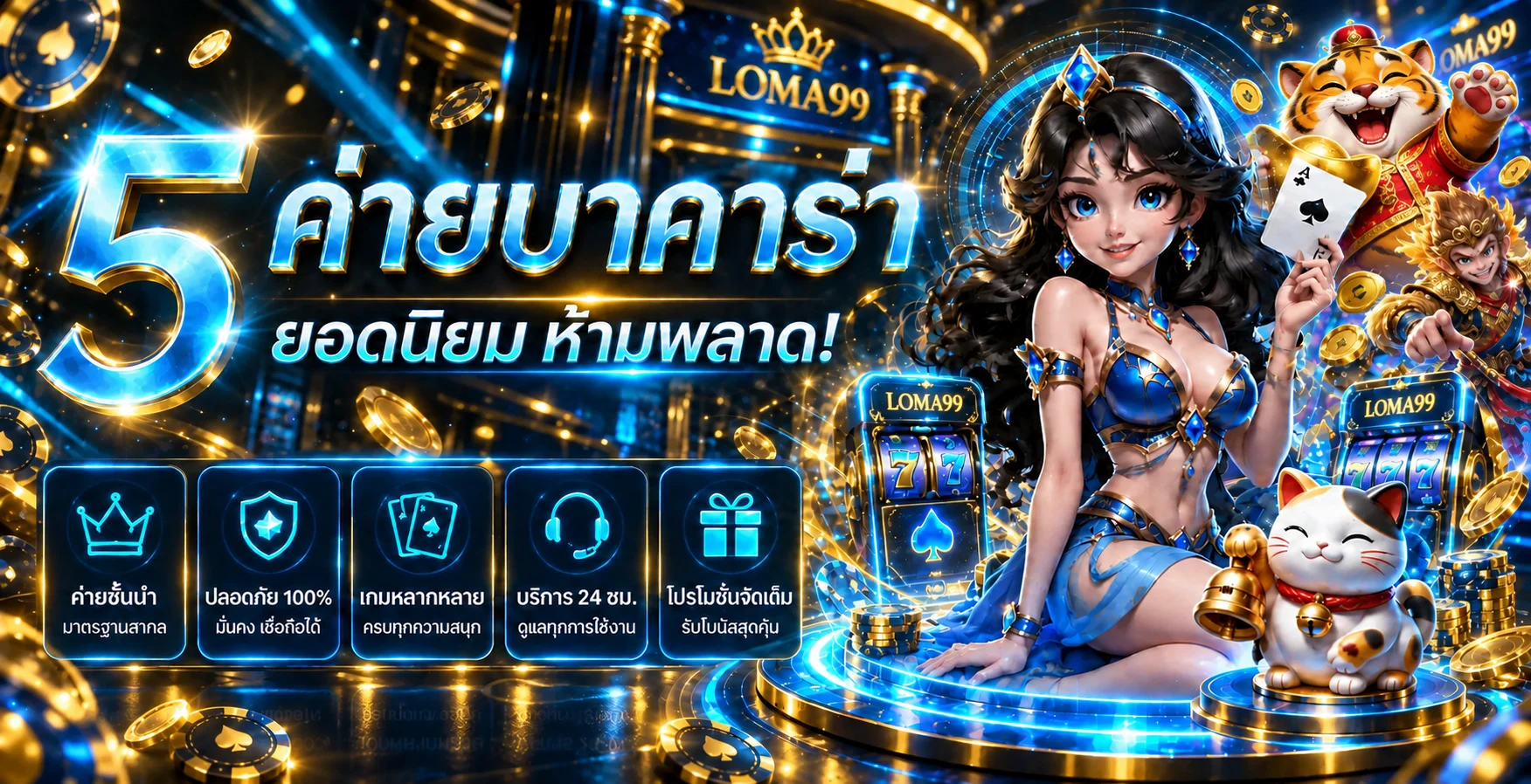 แบนเนอร์ LOMA99 บาคาร่าออนไลน์พร้อมตัวละคร Fortune Tiger